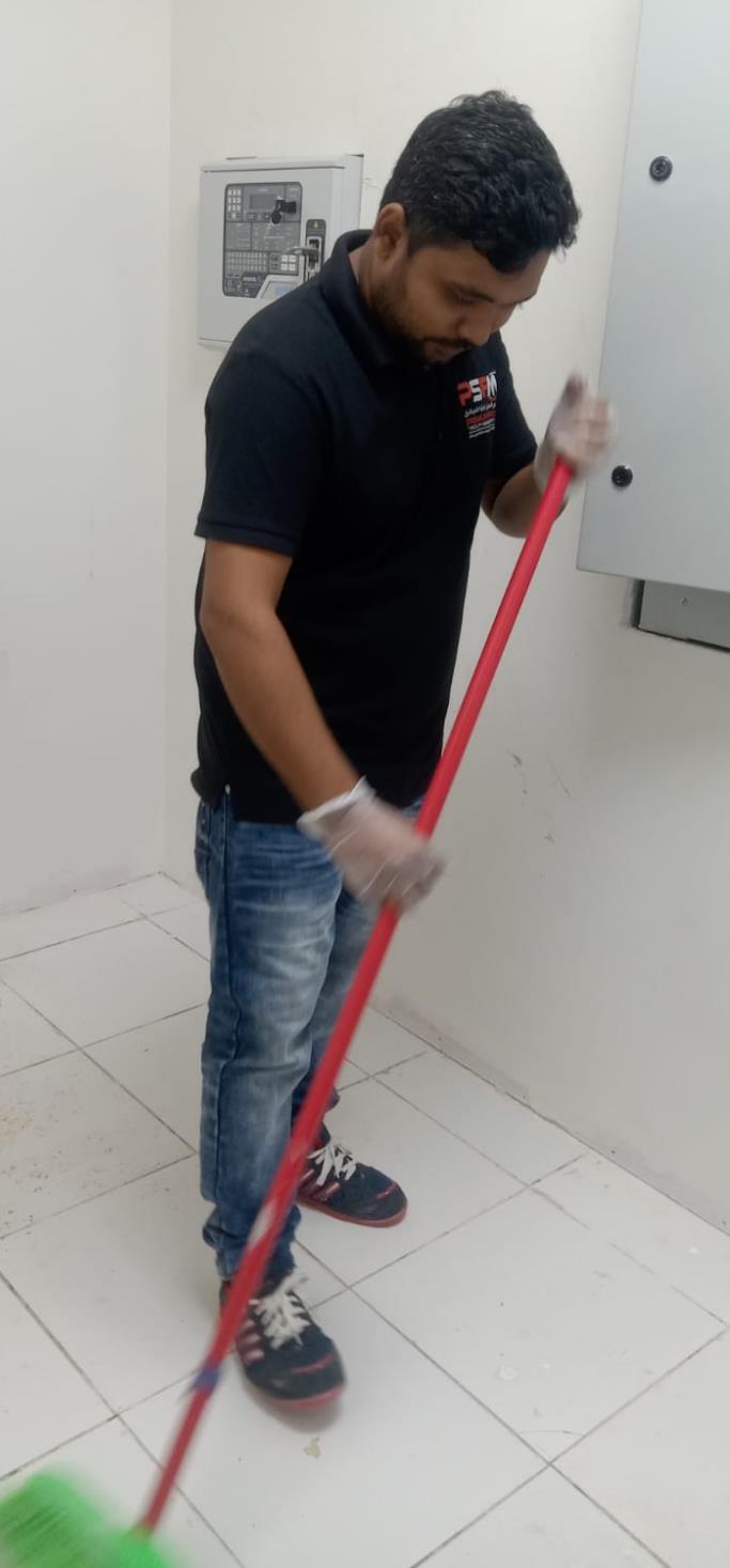 Floor cleaning at the Jisr Riyadh workplace