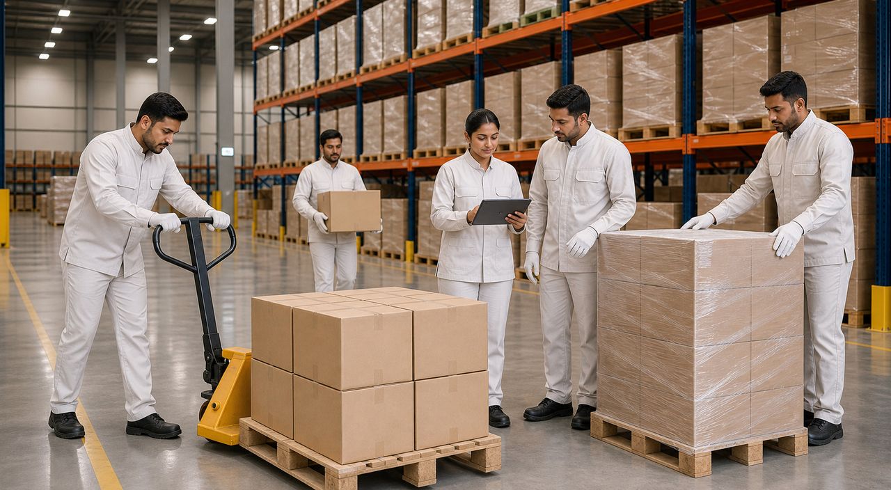 PSFM Dammam warehouse manpower supply team coordinating logistics operations