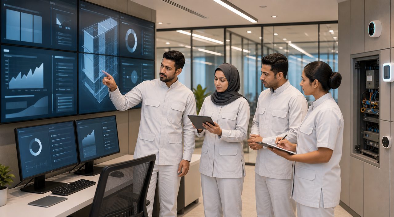 فريق PSFM لإدارة المرافق المستقبلية وتوريد القوى العاملة يراجع عمليات المباني الذكية في السعودية