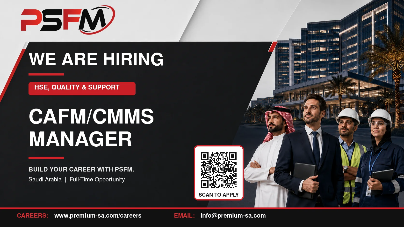 فرصة توظيف: CAFM/CMMS Manager لدى PSFM في السعودية